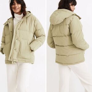 NEW Madewell Holland‎ Quilted Puffer Parka in faded military green, 1X